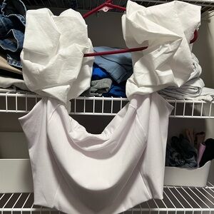 White Crop Top with poof arms - Never Worn